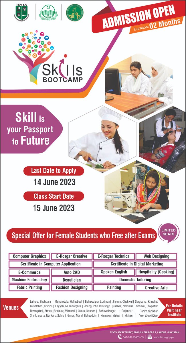 punjab_tevta's tweet photo. Skill Boot Camp is offered in all districts of punjab at Govt. vocational Institutes under TEVTA during summer vacations @ fee basis( 1200/- per month) for private students which is separate from students of Public schools &amp; colleges. https://t.co/jDbX0DJbhQ