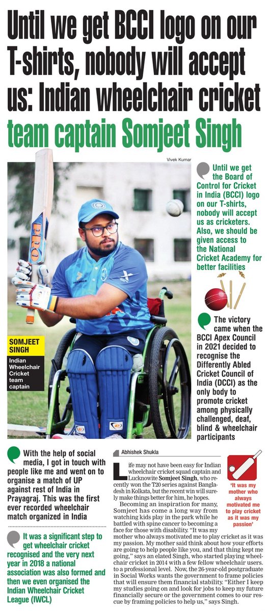 Somjeet_Singh07's tweet photo. Please support Differently-Abled Cricket. @timesofindia
@narendramodi 🙏
@AmitShah 🙏
@ianuragthakur 🙏 @myogiadityanath 🙏
@swatantrabjp 🙏
@JayShah 🙏
@BCCI 🙏
@UPGovtSports🙏
@navneetsehgal3🙏
@AskAnshul @BrutIndia @ https://t.co/5H602qyrfK