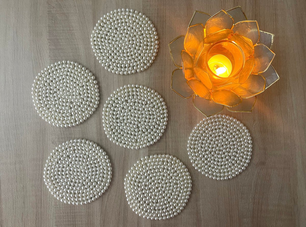 🐕 Big deals! Coasters set of 4/6, white drink coasters, beaded coasters, gift for her, housewarming gift only at $48.47 on etsy.com/listing/106790… Hurry. #CoasterSet #coasters