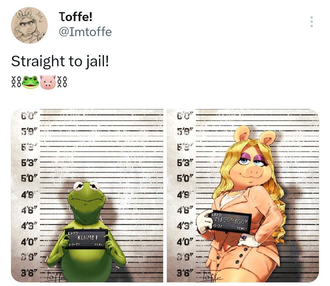 Kermit the Frog and Miss Piggy.
Credit: @Imtoffe