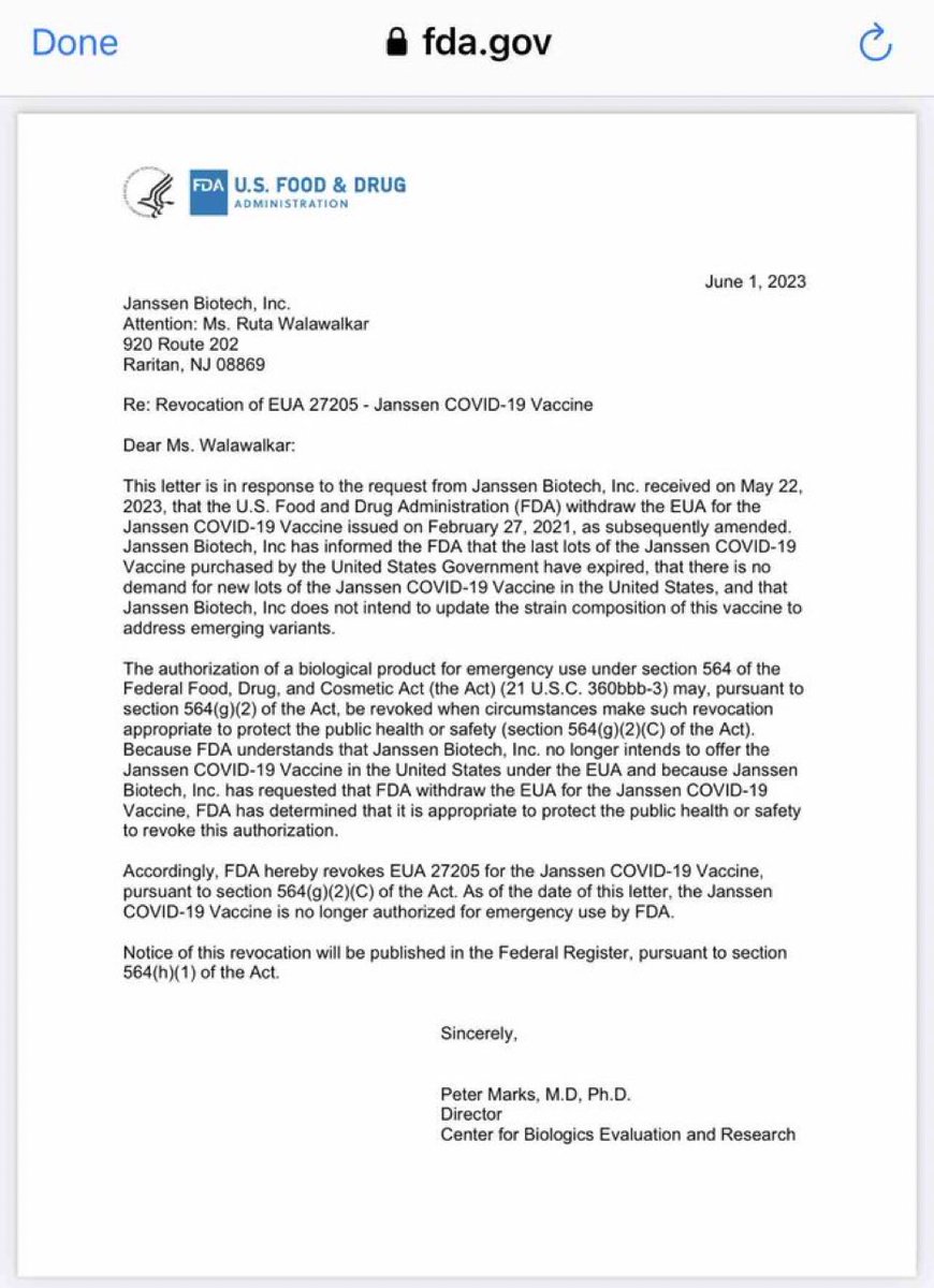 Remember the J&J covid shot? One of three that people were forced to take under pain of losing their job? Well, the FDA quietly removed its authorization.