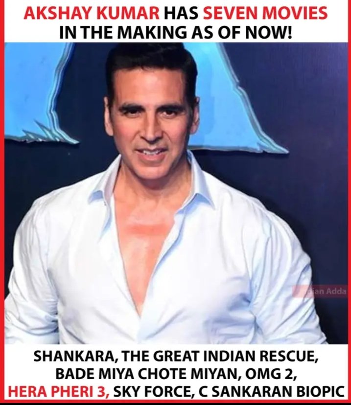 Content wise all are big but scale wise #BadeMiyanChoteMiyan and #SkyForce are going to be top notch 🔥. Intersting to see how @akshaykumar sir will do his comeback with all his upcoming movies 👍❤️.
#AkshayKumar 
#AkshayKumar𓃵