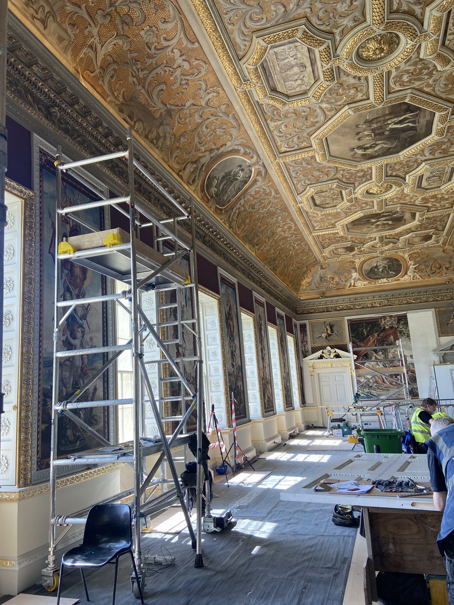 RuthInHeritage's tweet photo. Privileged to see State Dining Room restoration progress and few weeks ago. I’ve been imagining what this room would look like complete for 18 years. Can’t wait for the final reveal! @StoweHouse https://t.co/K9ZpwFfGvi