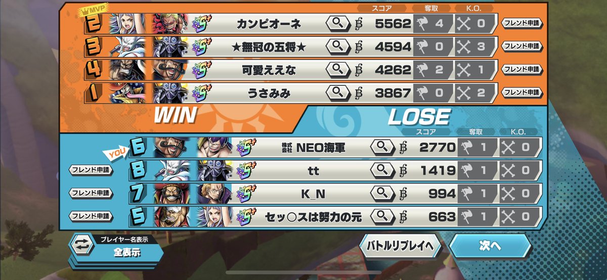 オーシャンズの最高スコア2770は面白すぎやろwww味方可愛い