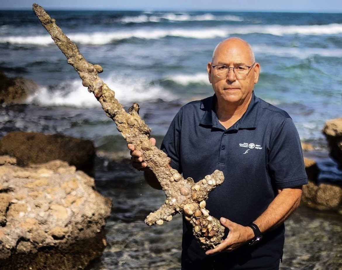 A 900-year-old Crusader sword was discovered off Israel's northern coast in October 2021. The iron sword measures just under 4 ft. long and is believed to have belonged to a Crusader who was sailing to the Holy Land around 1100 AD.