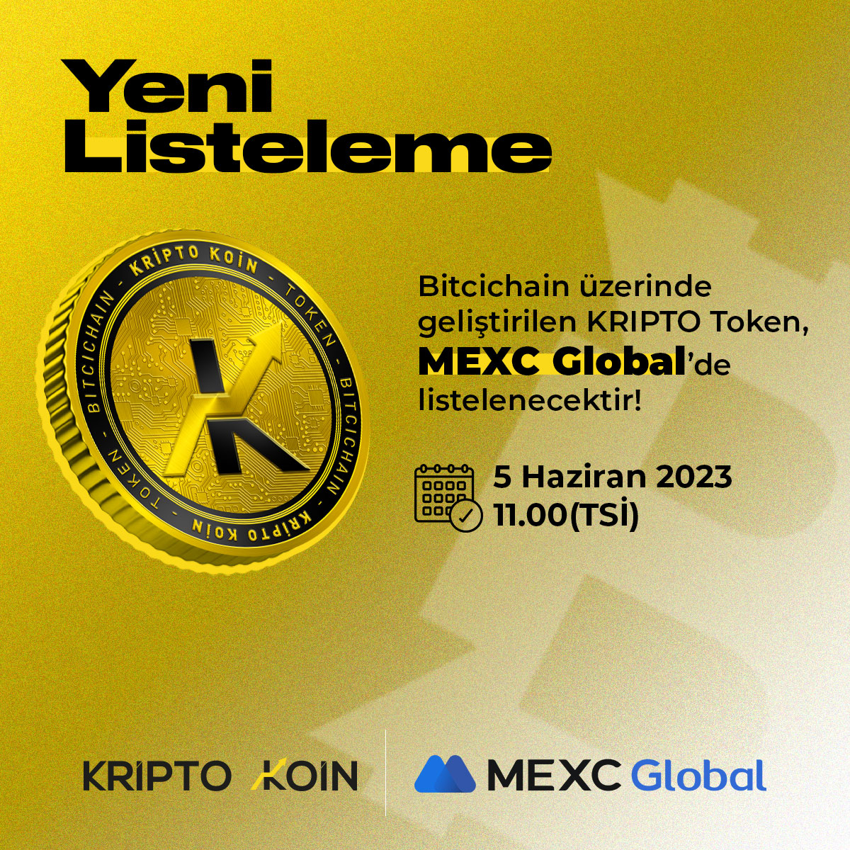 Lider kripto para haber platformu Kriptokoin.com ekosisteminin resmi Tokeni #KRIPTO Token @MEXC_Global 'da listeleniyor! 🤩 📌 Yatırma işlemleri başladı! 📌 Alım-satım işlemleri 5 Haziran 11.00'da başlıyor! 📌 Çekme: 6 Haziran 11.00 #MexcGlobal #MEXC