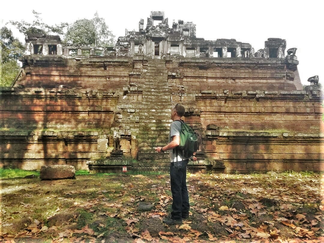 Candid photograph of International Historian George Hruby, taken during research work on location at Angkor Wat in Cambodia.

#georgehruby