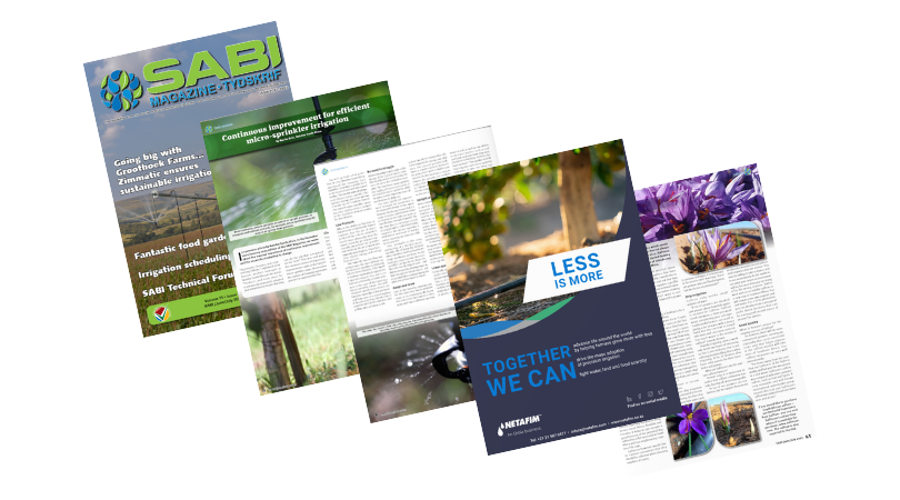 The latest edition of the SABI magazine is now available.
Read about #NetafimSA's recently-launched GyroForce micro-sprinkler & much more: bit.ly/3ETiD2d

#growmorewithless #irrigation #precisionirrigation #agmedia #netafim #irrigationinnovation #sabi #agriculture #water