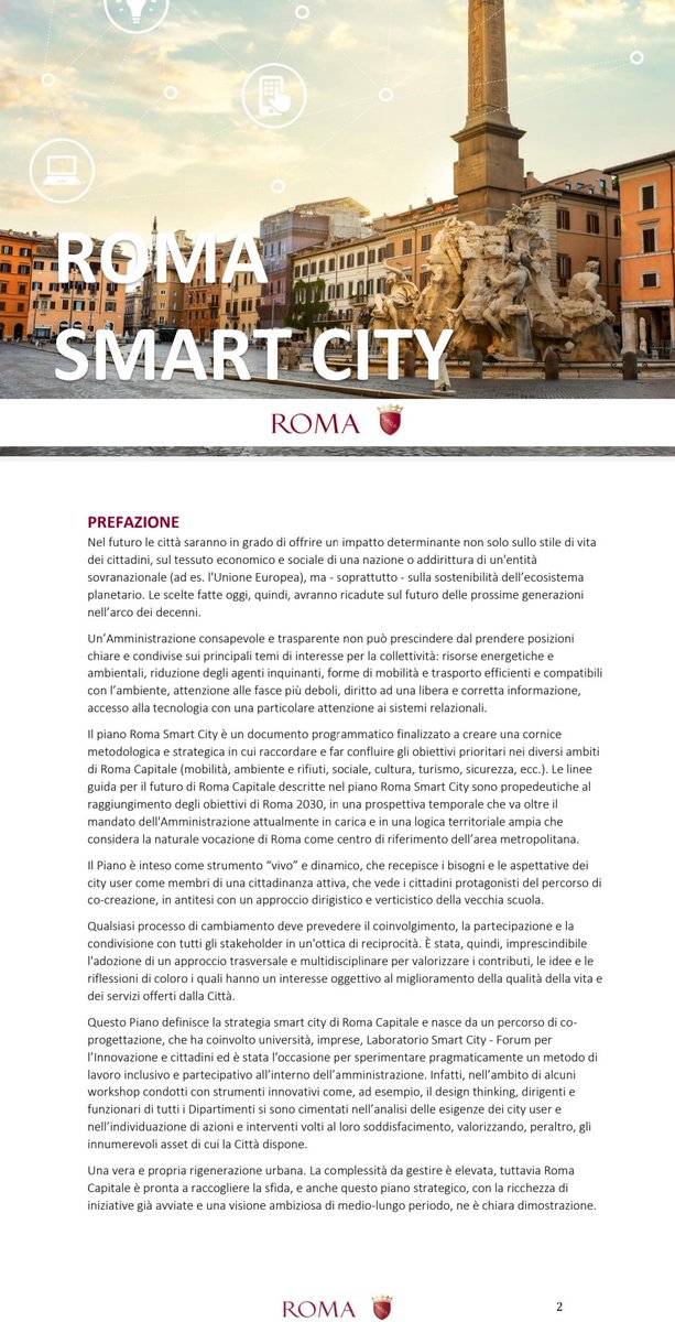 A Roma si va avanti celermente con l'agenda 2030. Ecco la città di 15 minuti, la chiamano 'City Smart' (almeno la chiamassero in lingua latina, invece no, in lingua inglese, la lingua di chi ci comanda).
Ecco l'allegato in PDF 👇
comune.roma.it/eventi-resourc…