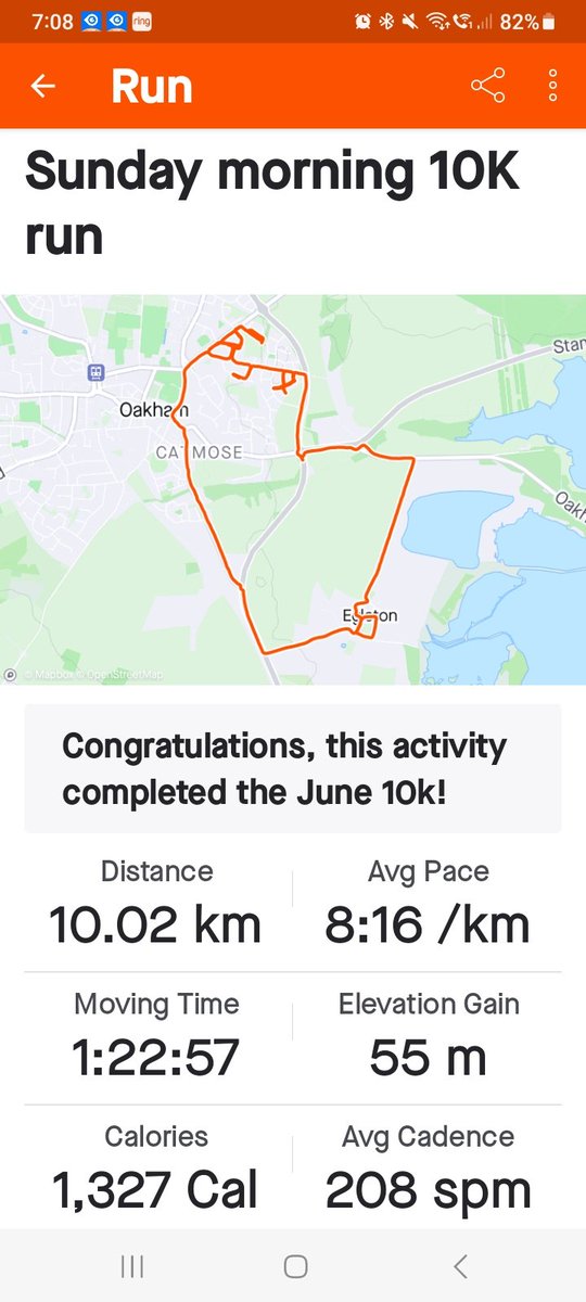 Good morning,  Saturday morning, 10k run.  🏃‍♂️ 

#oakham
#rutland
#couchto5k 
#strava 
#stravarun 
#stravarunning 
#running
#run
#fitness