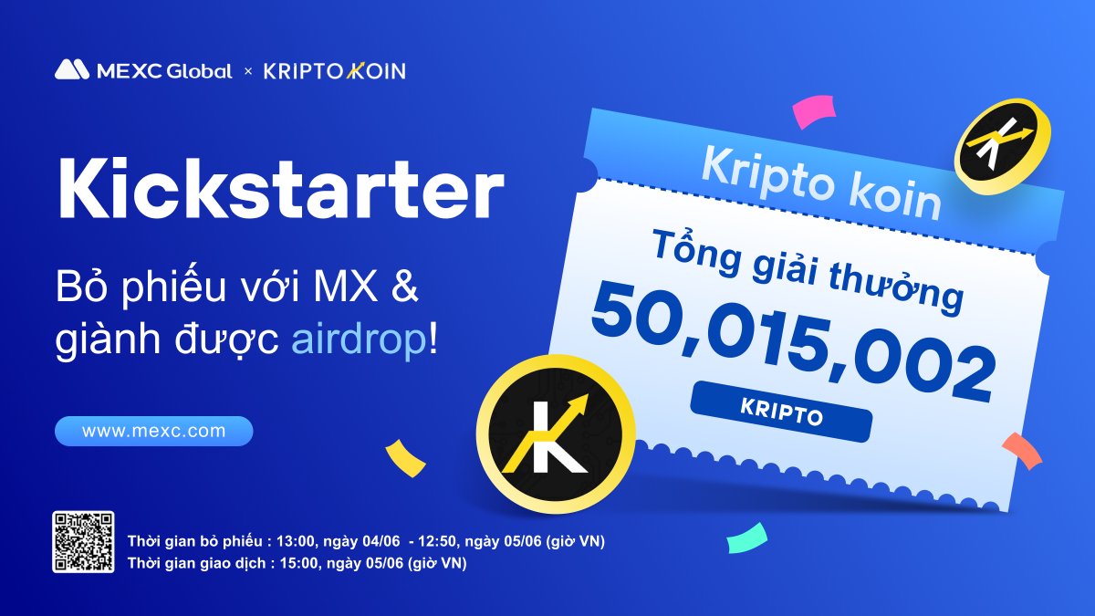 💠MEXC Kickstarter - Bỏ phiếu để nhận 50,015,002 Kripto koin (KRIPTO) Airdrop miễn phí! ⏰Thời gian bỏ phiếu: 13:00, ngày 04/06/2023 - 12:50, ngày 05/06/2023 (giờ VN) 👉Chi tiết sự kiện: mexc.com/vi-VN/support/… #MEXC #MX #MEXCVietnam