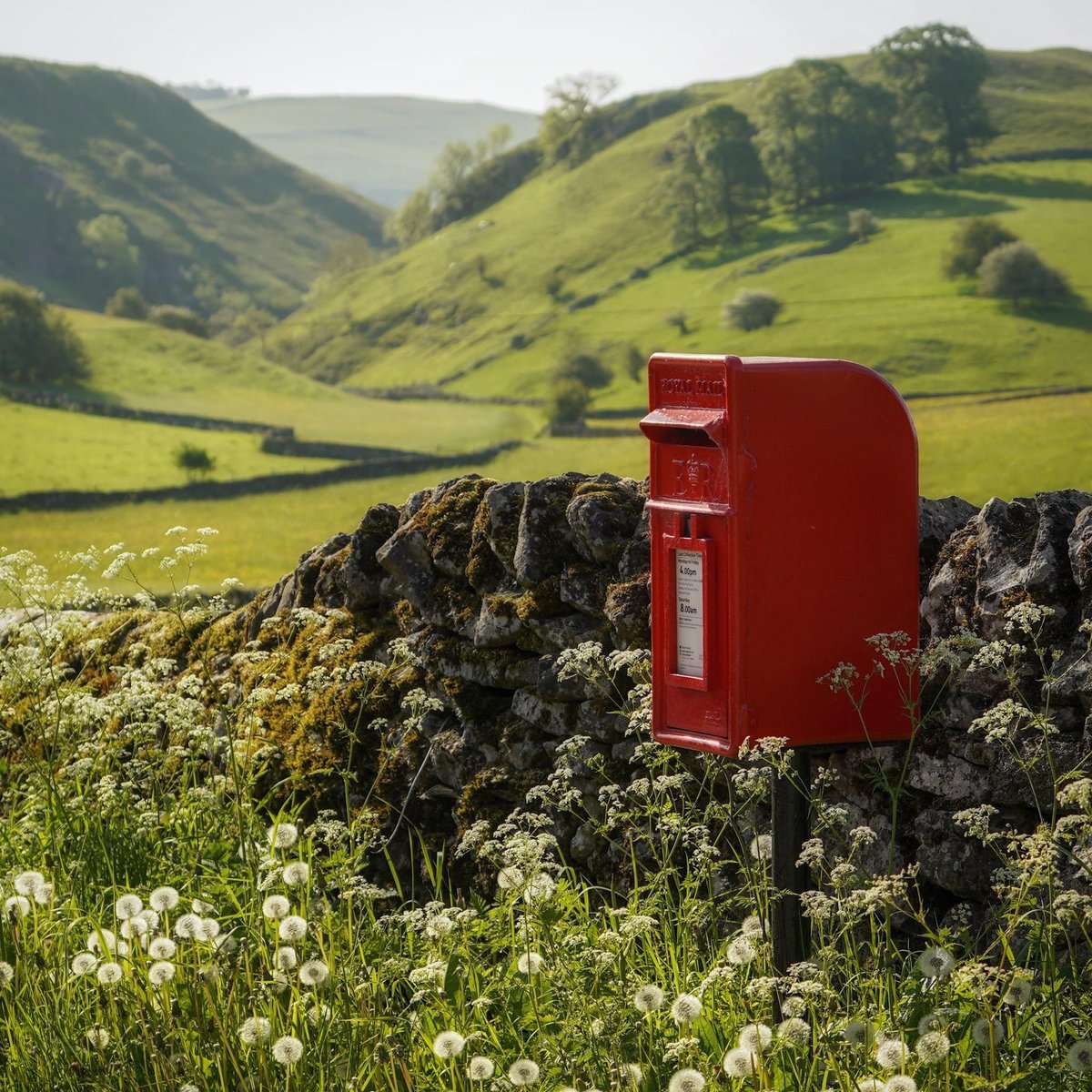 Sunday Post. I love the little hamlet of Stanshope - just a cluster of old stone houses, a few farms, lots of birds and sheep, and fantastic views over the limestone hills that lead into Hall Dale. Oh, and a perfectly-positioned postbox. Who could want for more?! #peakdistrict