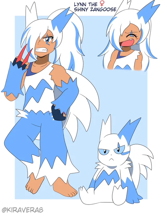 wanted to make another pkmn gijinka, this time being….  Lynn the Shiny Zangoose!