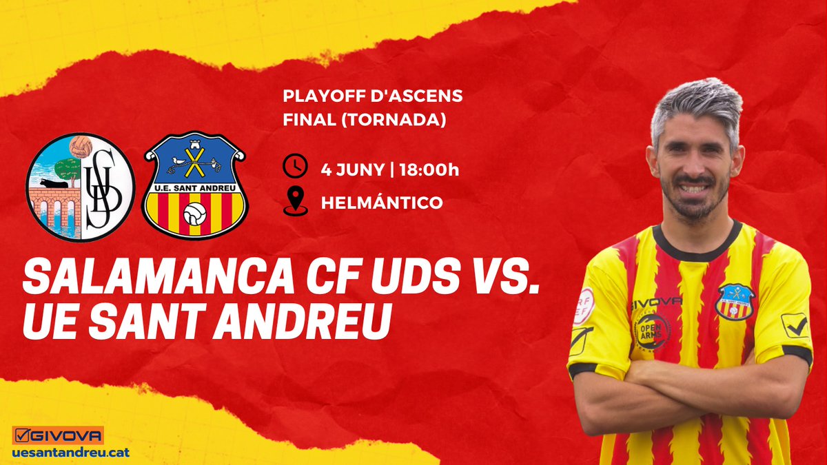 🔥⚔️ 𝘿𝙄𝘼 𝘿𝙀 𝙁𝙄𝙉𝘼𝙇 ⚔️🔥

Últim partit de la temporada... fem-ho possible! ✊🏻⚽

Endavant, Sant Andreu! 🟡🔴