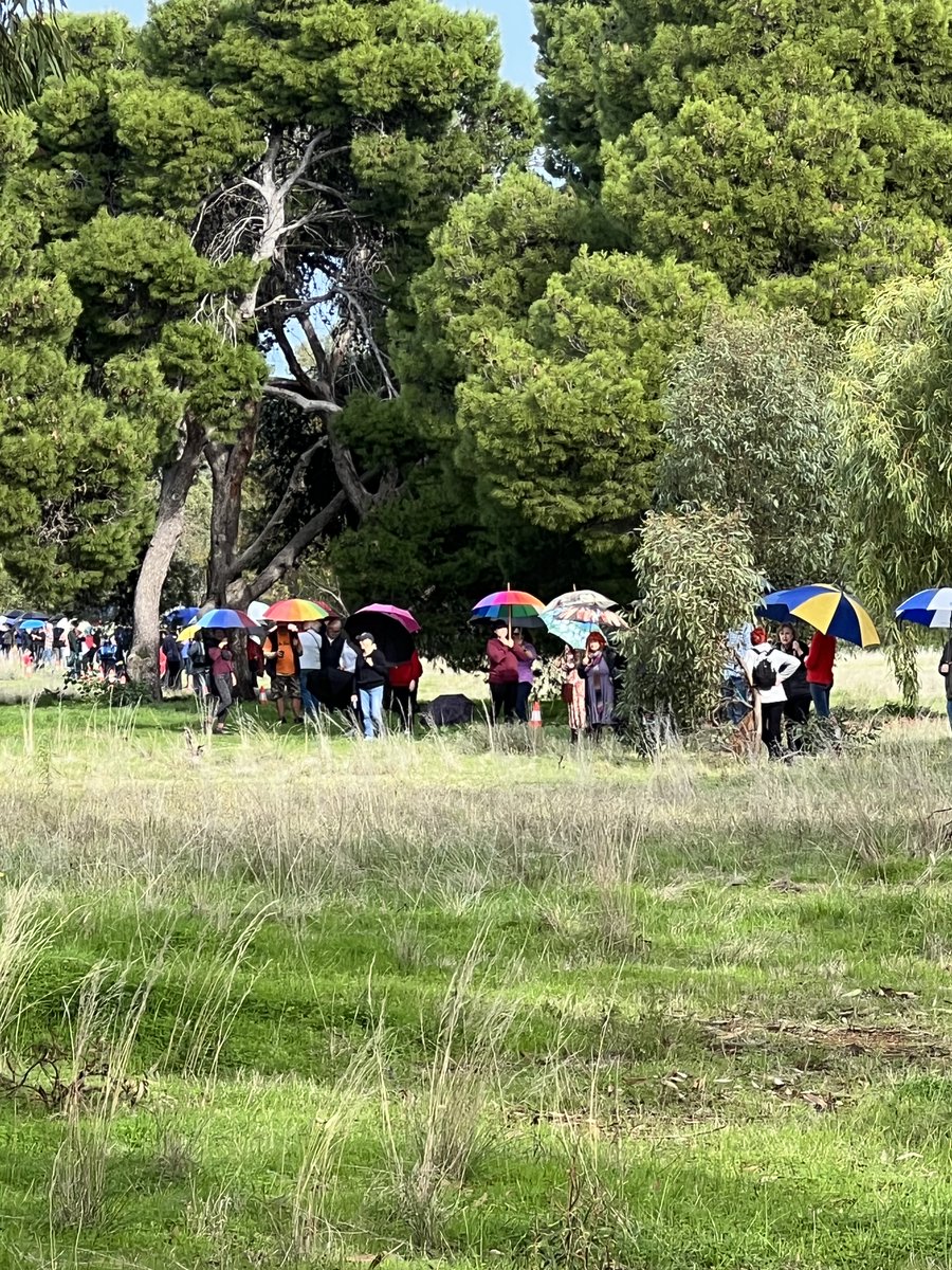 The #AdelaideParklands today, as far as the eye could see - #protesting citizenry outlining the perimeter of an 8-hectare police barracks the @PMalinauskasMP government plans to impose upon precious greenspace. The 'lungs of the city'. The people's park. Light's vision. #SAParli