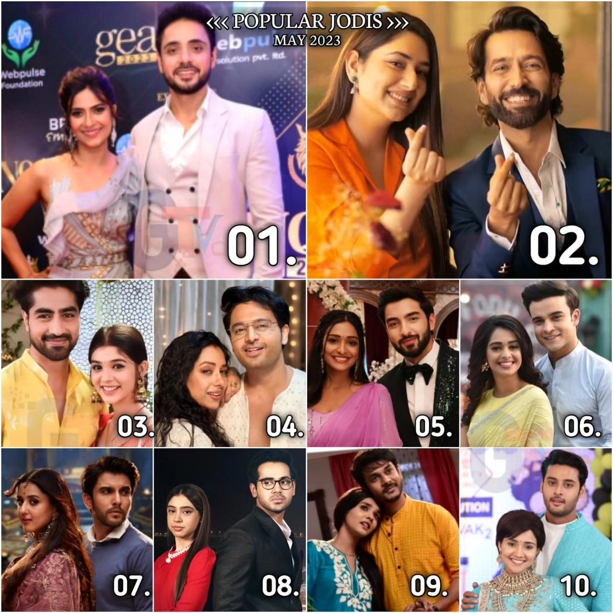 MOST POPULAR JODI'S
MAY 2023 #GTVRanking

1.#KaviAan
2.#RaYa
3.#Abhira
4.#MaAn
5.#RishMi
6.#PranBir
7.#DhruvTara
8.#Prarag
9.#Akshnav
10.#MeetManmeet

@GossipsTv