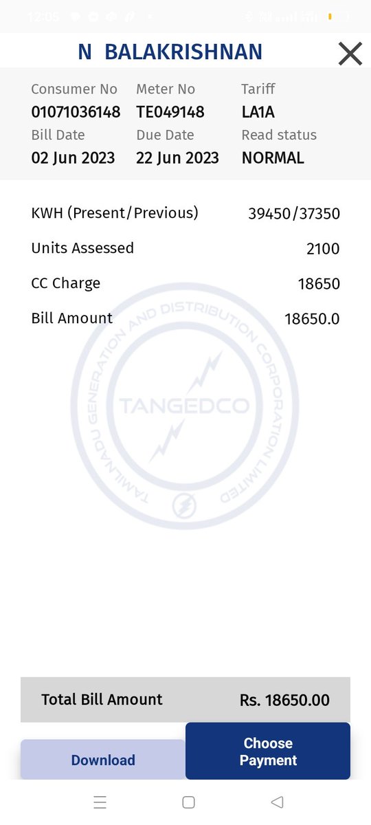 sivakumarramak4's tweet image. High electricity bill ever 18560 .. past bill was 5500... What&apos;s happening @V_Senthilbalaji @Veera284
