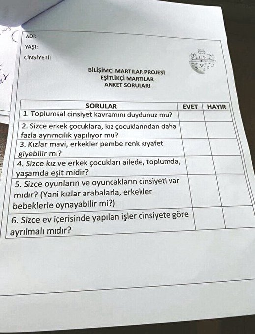 trhaber_com's tweet photo. CHP’li Sarıyer Belediyesi gençlik merkezi SAGEM, 7-14 yaş arası çocuklara LGBT anketi yaptı. https://t.co/Wv7Cx2If1S