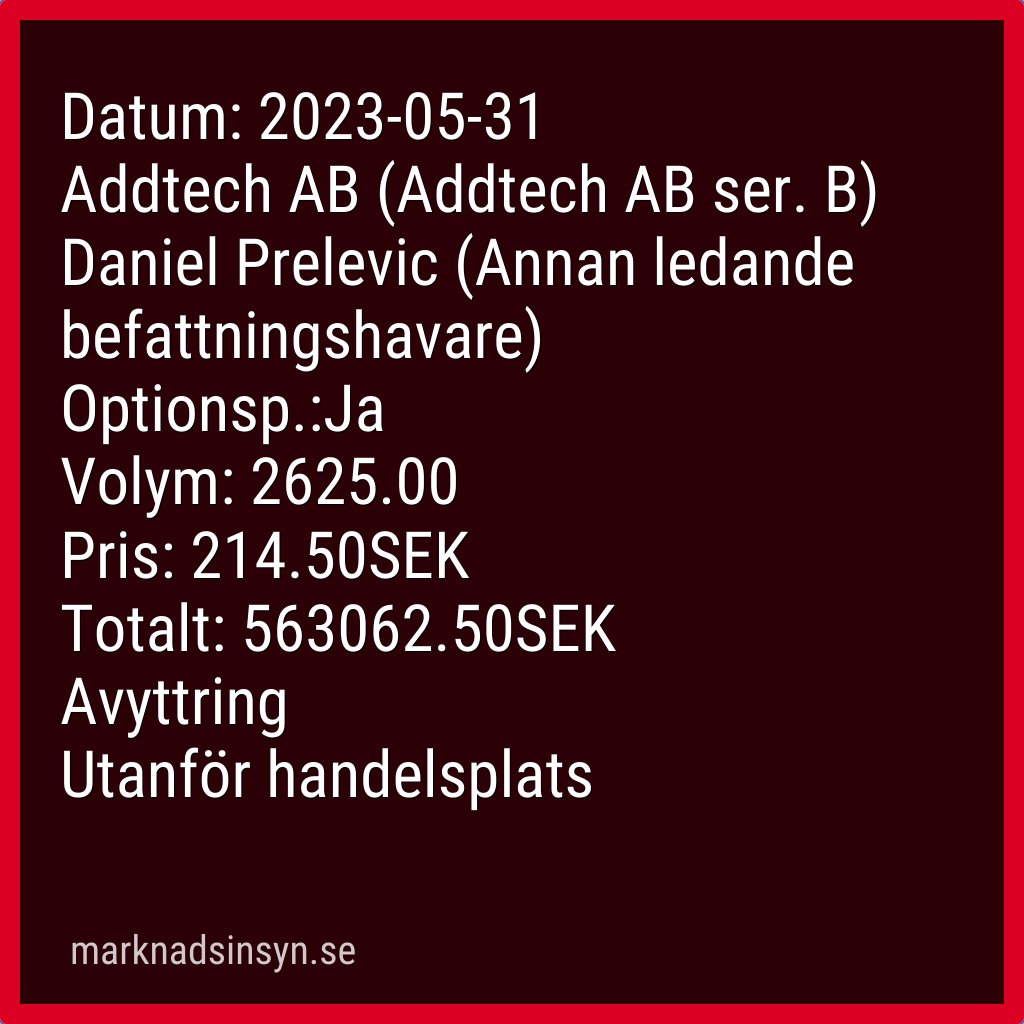 svenroed's tweet image. Insynshandel #addtech (källa FI). #addtech #SE0013222437