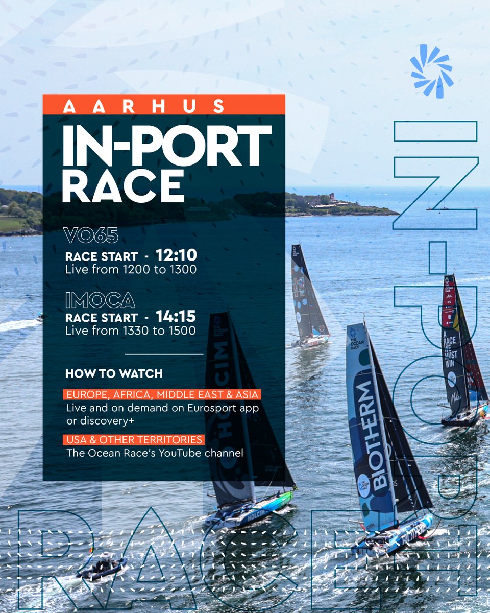 Race day in Aarhus!

🏁 Start of the VO65s at 12:10 CEST
🏁 Start of the IMOCA at 14:15 CEST

See the country per country breakdown 👉 bit.ly/HowToFollow

#TheOceanRace #VO65Sprint