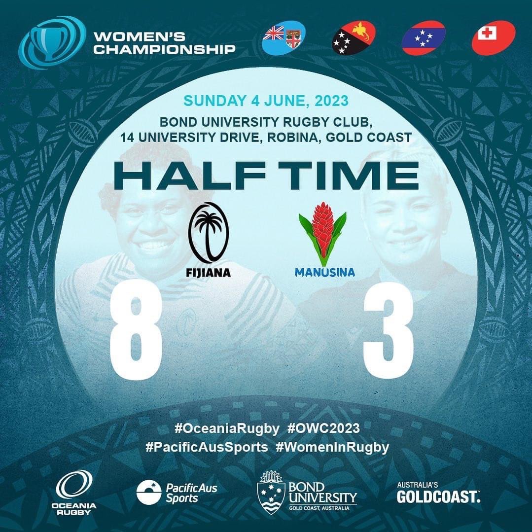 Women’s Championship
Fijiana 🇫🇯 vs Samoa 🇼🇸 
Half-time: