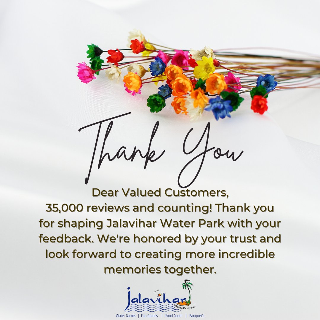 jalvihar's tweet photo. Grateful for 35,000 reviews! Your feedback fuels our passion to create amazing experiences at #Jalavihar #WaterPark. Thank you for your support and trust. Join us for more unforgettable moments! 📷📷#jalaviharwaterpark #HyderabadsFavorite #jalvihar #EconomicalWaterPark #FamilyFun https://t.co/gFAUrYIe7j