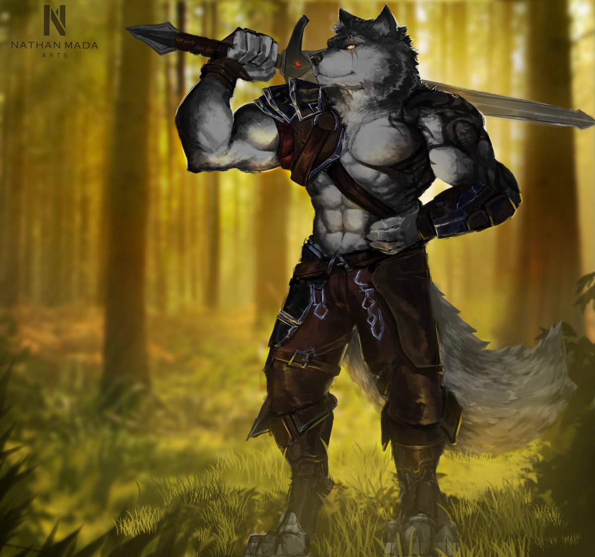 So, ok. Hear me out. I'm not a furry...BUT...

This amazing commission of my Rougarou D&D PC by the amazingly talented @nathanmada_arts ! 
A true pleasure to work with. Made it worth wading through the avalanche of scammers on Reddit xD

#ttrpg #commission #dndart