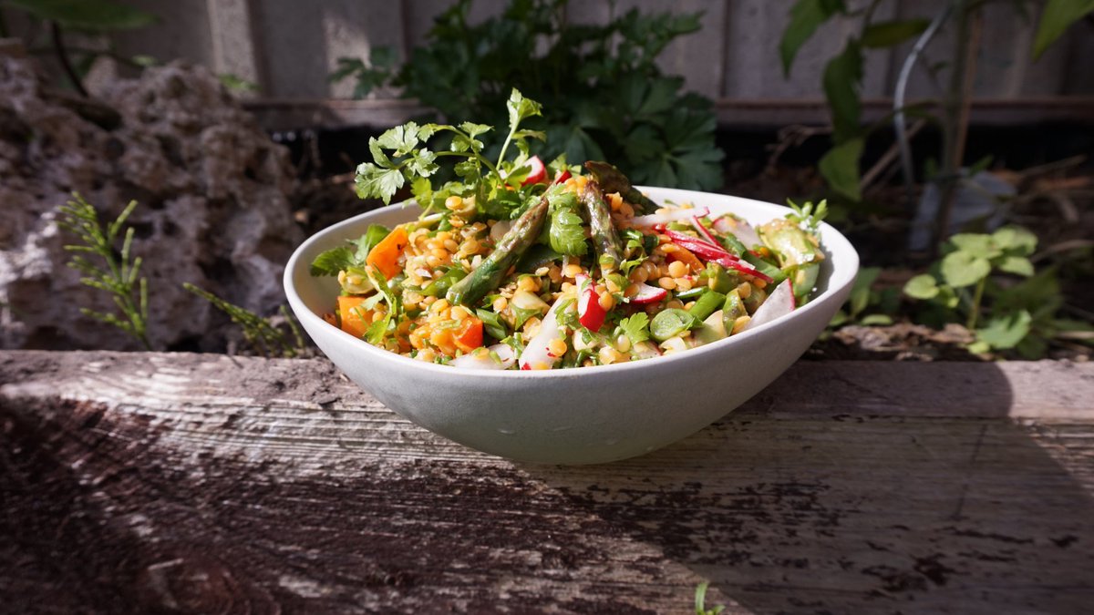 Partysalat aus Linsen, Aprikosen und Spargel youtu.be/6vGQ3ElaCcQ