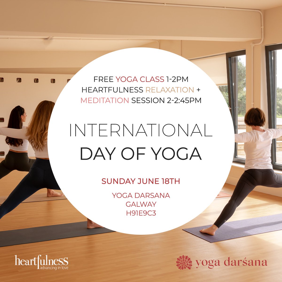 For International Yoga Day we're planning a free yoga and meditation class on the 18th of June at Yoga Darsana. Over 18, all welcome, remember to bring your own mat! 🧘‍♂️

#heartfulness #yoga #meditation #relaxation #InternationalYogaDay #yogaday #freeyoga #yogaireland