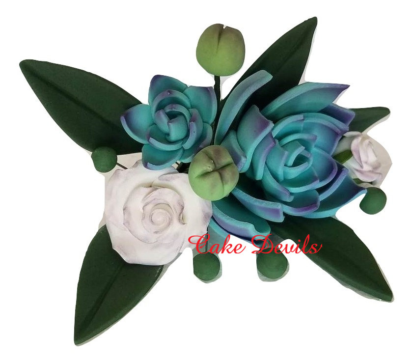 Succulent and Rose Spray Cake Topper, Gumpaste Fondant Wedding Flowers, Floral Bouquet Cake Decorations, Bridal Shower, Sugar Flowers 
Find it here etsy.com/listing/694366…
^^^Click the link above to learn more!^^^
#CakeDecorations #BirthdayCake