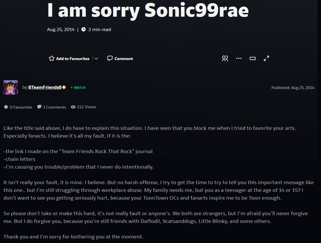 sonic99rae's tweet photo. Threads of Sonic99rae / HEDGEHUNK (DeviantArt) being a HORRIBLE person🧵
She's always been this way with other people dated back in 2013. In this journal she blocked a person in DA for being a supporter of her
But I promise you, the more you read this thread, THE WORSE IT GETS
#1 https://t.co/bNKuXHXavv
