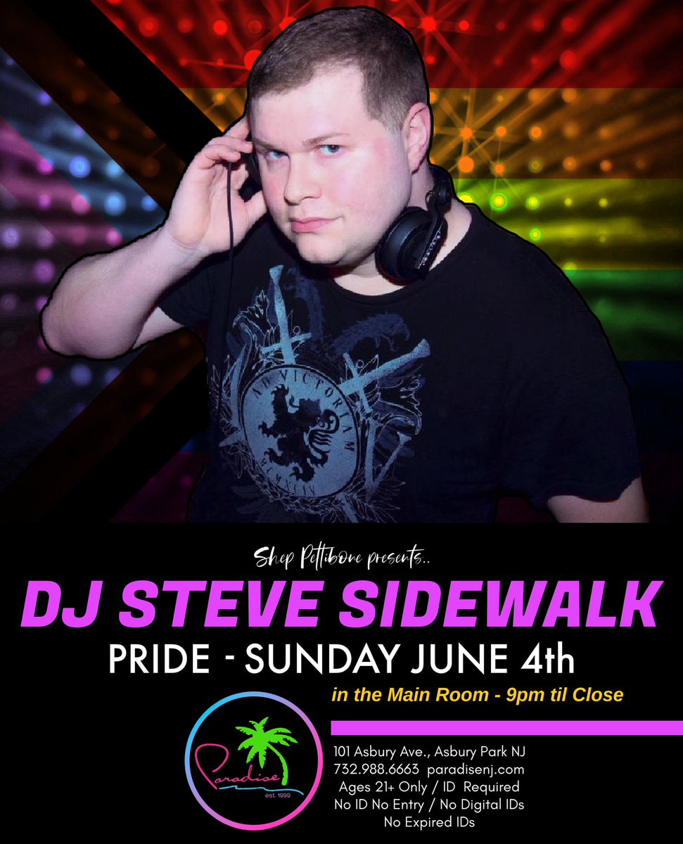 DJ Steve Sidewalk - Pride Weekend 🏳️‍🌈🏳️‍⚧️
Sunday, June 4th - The Main Room @ 9pm

#asburyparknj #paradisenj #gay #lgbtq #apnj #gaybar #lgbt #pride #pridemonth #pride🌈 #lgbtpride #lgbtcommunity