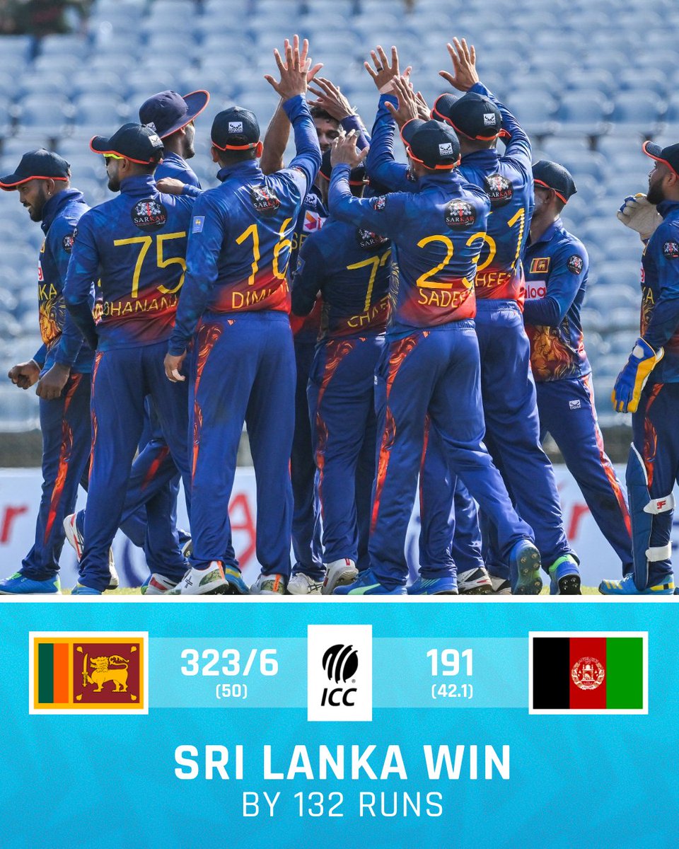 Sri Lanka draw level with a thumping win in the second ODI 🙌

#SLvAFG | 📝: bit.ly/3C972Lx