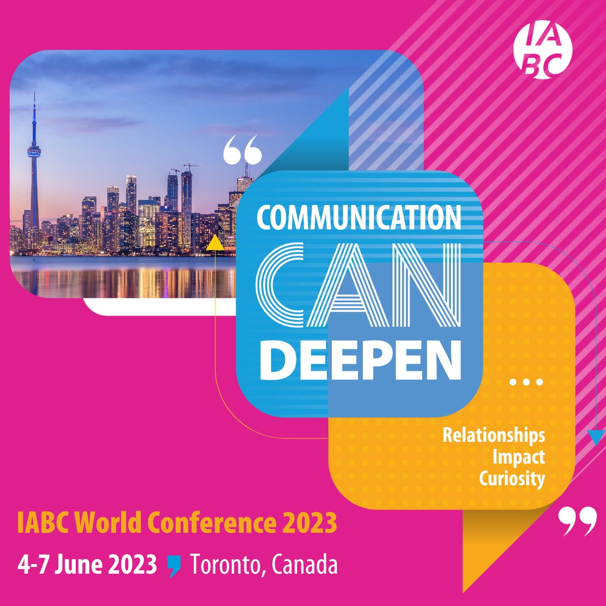 World Conference 2023 is here! We are thrilled to welcome you all to Toronto for several days of learning and connecting. The day will begin with our first round of Masterclasses at 9:00 AM ET. Don’t forget to tag us in your posts with #IABC23!