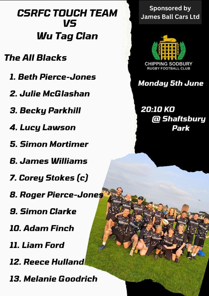 CSRFCtweets's tweet photo. Our touch team are back in league action tomorrow night here’s the team news..
Go well guys..💪🏻🦁
#csrfc #touchrugby #summerfun
@swsportsnews @GRFUrugby @local_rugby @BSDistrictRugby @SeniorBristol @KLBSport @CSSSch @YateAcademyPE https://t.co/d8Nxed6YEV