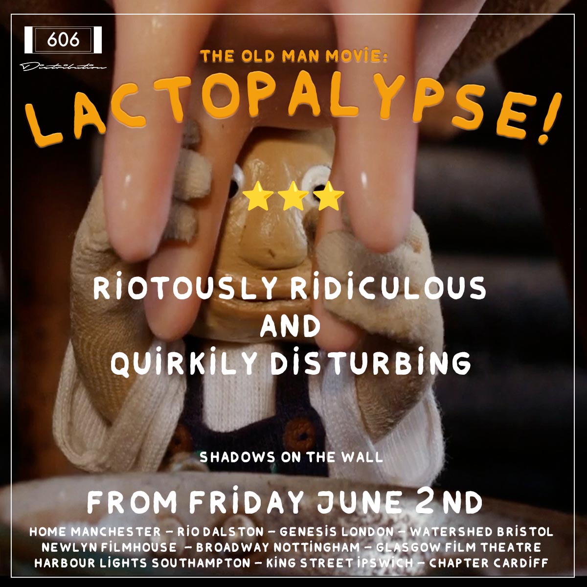 606 Distribution 〓〓 (@606distribution) on Twitter photo Finally THE OLD MAN MOVIE: LACTOPALYPSE spurts onto our screens! <a href="/riocinema/">Rio Cinema</a> <a href="/GenesisCinema/">Genesis Cinema</a> <a href="/glasgowfilm/">GFT</a> <a href="/HOME_mcr/">HOME</a> <a href="/NewlynFilmhouse/">Newlyn Filmhouse</a> <a href="/chaptertweets/">Chapter Arts Centre</a> <a href="/wshed/">Watershed</a> <a href="/BroadwayCinema/">Broadway Cinema</a> <a href="/kingstreetcine/">King Street Cinema</a> <a href="/HarbourLightsPH/">Harbour Lights Picturehouse</a> Don't miss it!
bit.ly/newdaynewmilk Finally THE OLD MAN MOVIE: LACTOPALYPSE spurts onto our screens! <a href="/riocinema/">Rio Cinema</a> <a href="/GenesisCinema/">Genesis Cinema</a> <a href="/glasgowfilm/">GFT</a> <a href="/HOME_mcr/">HOME</a> <a href="/NewlynFilmhouse/">Newlyn Filmhouse</a> <a href="/chaptertweets/">Chapter Arts Centre</a> <a href="/wshed/">Watershed</a> <a href="/BroadwayCinema/">Broadway Cinema</a> <a href="/kingstreetcine/">King Street Cinema</a> <a href="/HarbourLightsPH/">Harbour Lights Picturehouse</a> Don't miss it!
bit.ly/newdaynewmilk