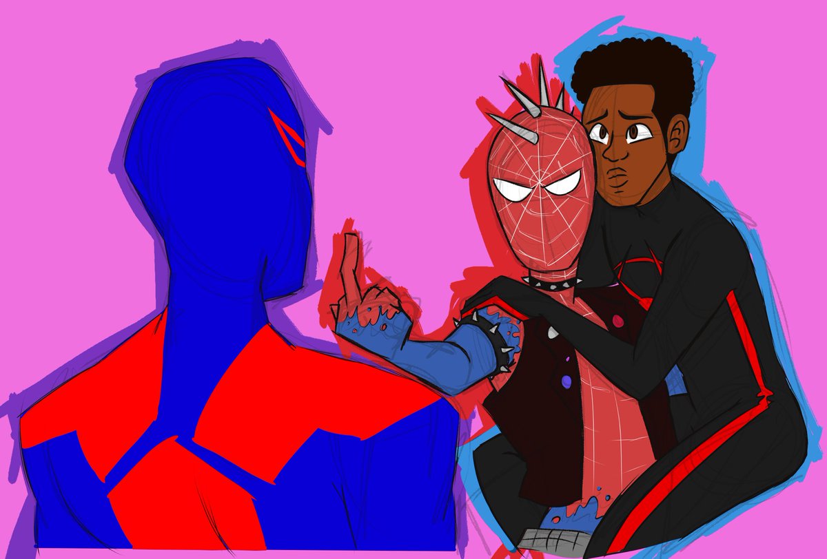 I don’t know if this counts as spoilers 
#AcrossTheSpiderverse #MilesMorales #MiguelOHara #hobbiebrown #punkflower I guess??