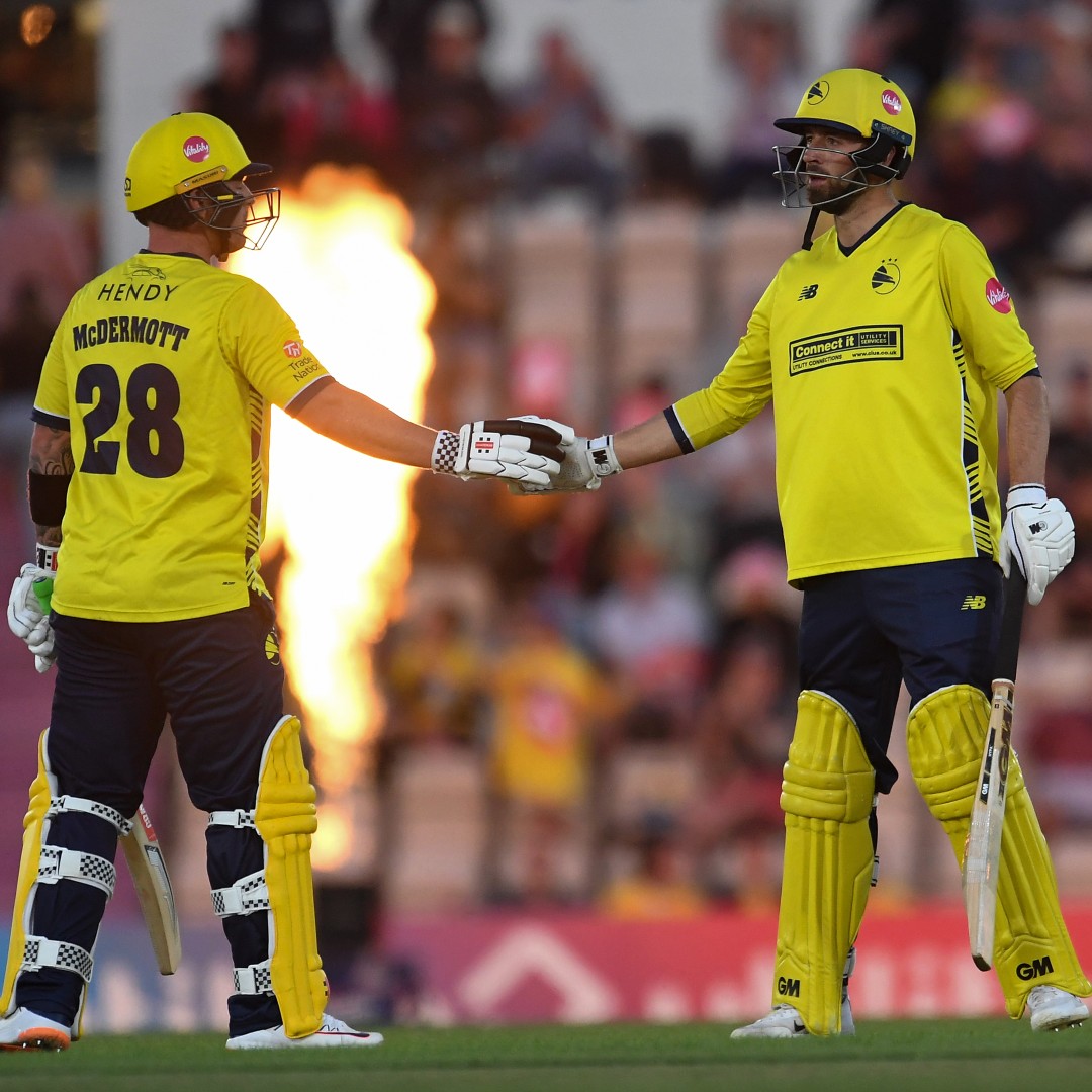 Another record breaking evening for James Vince and the Hawks 💪 2️⃣0️⃣,0️⃣0️⃣0️⃣ runs for Hampshire in all comps for our captain 🐐 1️⃣4️⃣5️⃣ Hampshire's highest ever opening partnership in T20 cricket 🙌 Hampshire's first 1️⃣0️⃣ wicket win 🎉