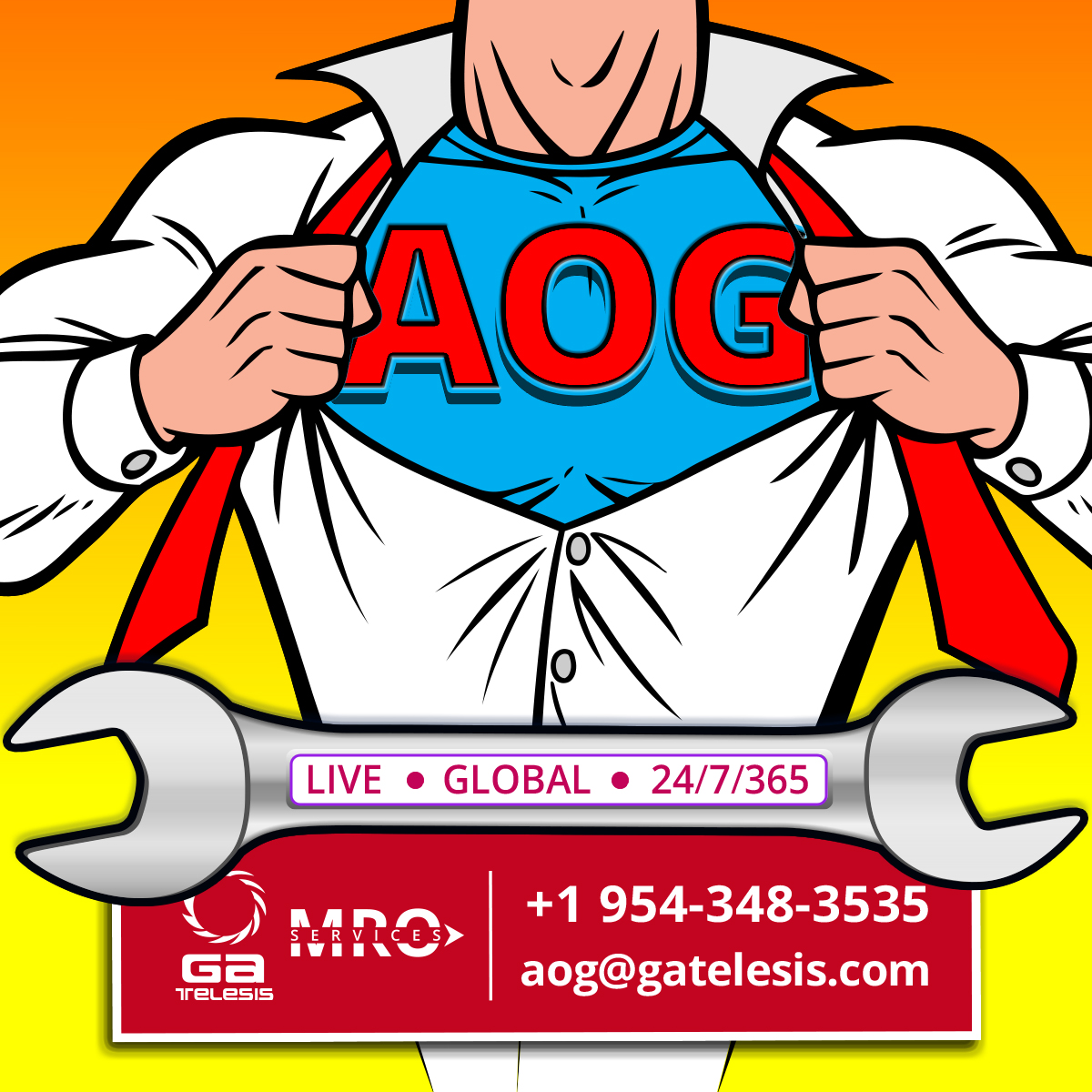 Our MRO Services AOG Team is just a call away - CALL #954-348-3535 or EMAIL aog@gatelesis.com!
Visit us: ow.ly/R1SS50Os7s0

#GATelesis #Aviation #Engineering #Airlines #Aircraft #AviationIndustry #AircraftMaintenance #Airline #Airplane #AviationMaintenance