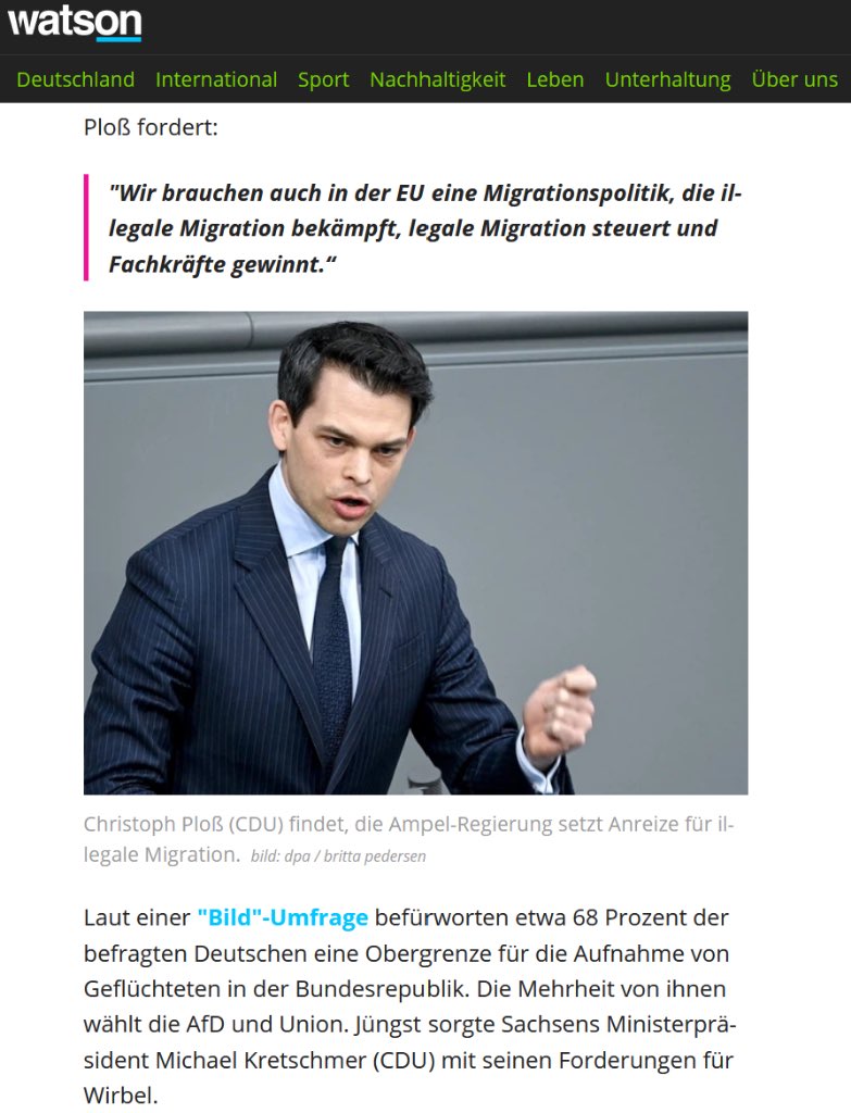 Die meisten Flüchtlinge wollen nicht in irgendein EU-Land, sondern nach Deutschland. Dass die #Ampelkoalition Anreize für illegale Migration schafft, statt konsequent dagegen vorzugehen, ist deshalb ein Problem für die ganze #EU! @watson_de politik.watson.de/international/…