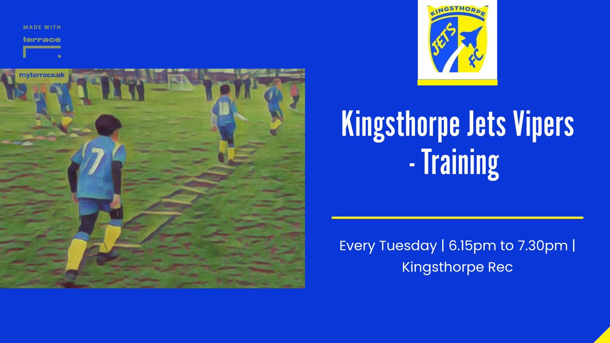 #Training on Tuesday night. Let's do this #Vipers!
#KingsthorpeJets #KingsthorpeJetsVipers #YouthFootball #Under9s #NDYAL   #GrassrootsFootball @NorthantsFA  #Football @kjyfc  #WorkHard #EnjoyYourself #LoveTheGame #Teamwork #Improving #StrongerTogether #Journey