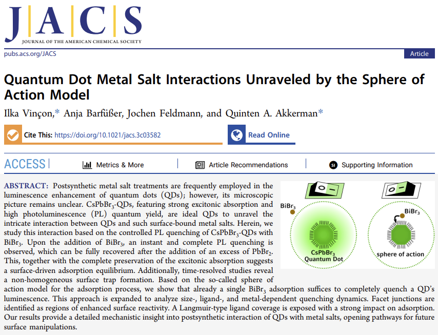 Quinten Akkerman (@q_akkerman) on Twitter photo Perovskites defect tolerant? Not always!
A single Bi atom can fully quench a CsPbBr3 quantum dot! Read about this, and how this can be used to gain microscopic insight into their surface chemistry!
Super happy to share this new story in <a href="/J_A_C_S/">J. Am. Chem. Soc.</a> 😍!
doi.org/10.1021/jacs.3… Perovskites defect tolerant? Not always!
A single Bi atom can fully quench a CsPbBr3 quantum dot! Read about this, and how this can be used to gain microscopic insight into their surface chemistry!
Super happy to share this new story in <a href="/J_A_C_S/">J. Am. Chem. Soc.</a> 😍!
doi.org/10.1021/jacs.3…