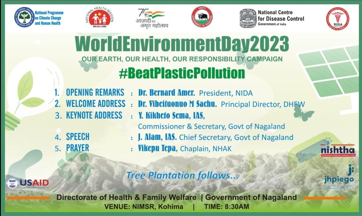 Tree Plantation Drive in Observing World Environment Day, 5th June 2023 at NIMSR, 8:30 AM.
 JOIN IN THE OBSERVATION!
#OurEarthOurHealth
#BeatPlasticPollution
