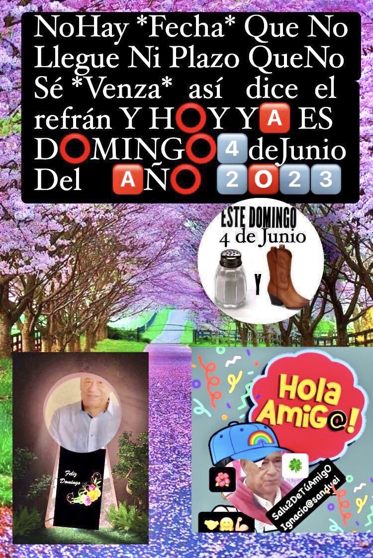 🔴⚫️🔵¡¡H🅾️LA‼️🔵⚫️🔴
¡BUENOS DÍAS! 🌻🤗🌺
¡ Muchas Felicidades !
#FelizDomingo
🅾️4️⃣/🅾️6️⃣/2️⃣🅾️2️⃣3️⃣
🟢REFLE❌I⭕️N: #N⭕️H🅰️Y
🔴#FechaQué
🔵#NoLlegue
🟩#NiPlazoQué
🔥#QuéNoSeVenza
#ViveYSéFeliz 
#DisfrutaTúDía ¡Vamos! 
🕺Y 💃🏻 AL💯% #ISD2023