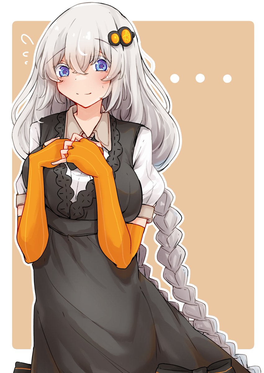 kizuna akari 1girl solo braid orange gloves blue eyes gloves long hair  illustration images