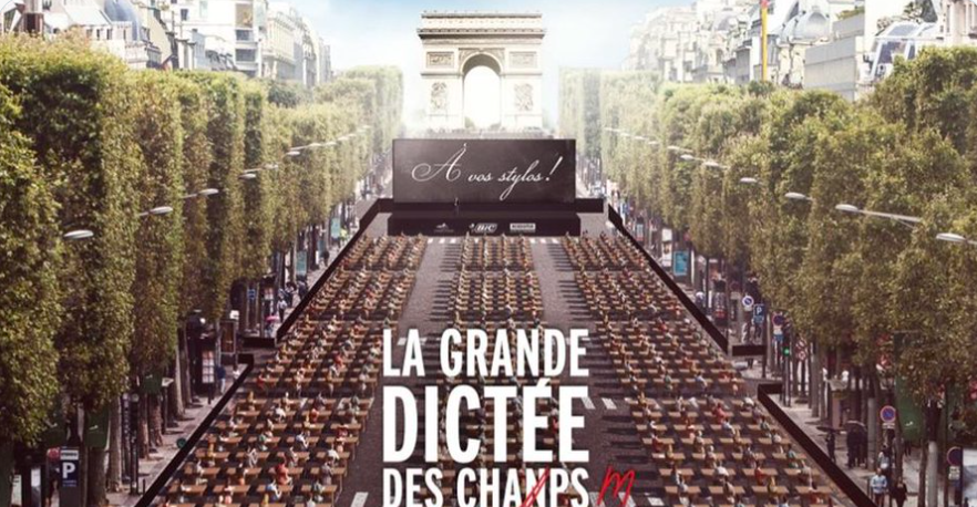 frasermatthew's tweet photo. On the Champs-Élysées this afternoon at 13h, a giant spelling competition with thousands of participants. My theory about the French obsession with spelling and grammar: the language is so complex that even the highly literate make errors. #GrandeDictee https://t.co/phSD4VYAmN