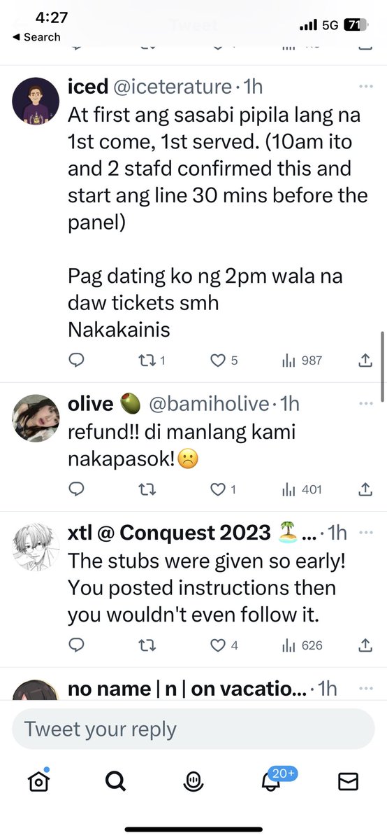 #Conquest2023 Day3 at #SMX: What could have been an event that shld have given Cosplayers a feeling of Cloud9 turned out to be.. HELL for those who gave up on the loooong lines🤬Did the Organizer oversell tickets? 
#seeyouintheskies -da-limit ang ticketsales?