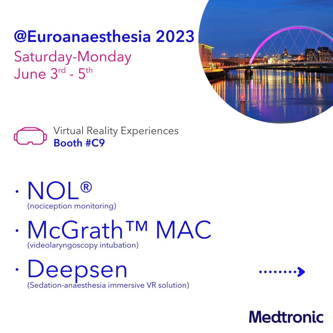 MDT_RMS_EMEA's tweet photo. Good morning everyone and welcome to the 2nd day of #EA23. 
Check out what we have prepared for you today in the enclosed image and be welcome to meet us at our booth #C9. 
https://t.co/lJJk8s0HwH
#healthcare #patientsafety #education #ICU #Euroanaesthesia https://t.co/mXYJV2rdCJ