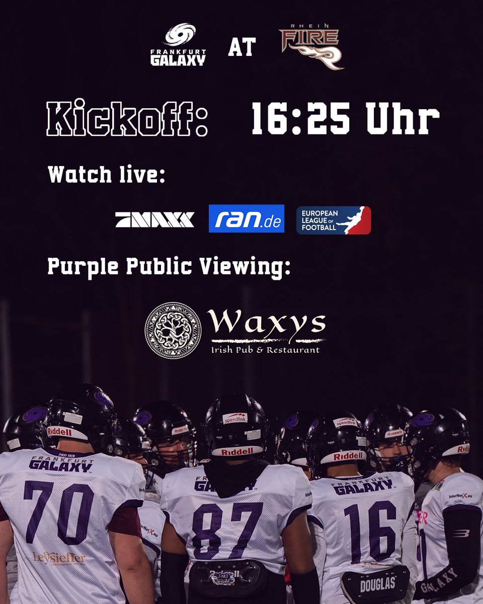 It’s GAMEDAY! 😤🔥🫶🏻
#FGYatRHF 
#FrankfurtGalaxy #PurpleFamily #Gameday #AmericanFootball #Europeanleagueoffootball