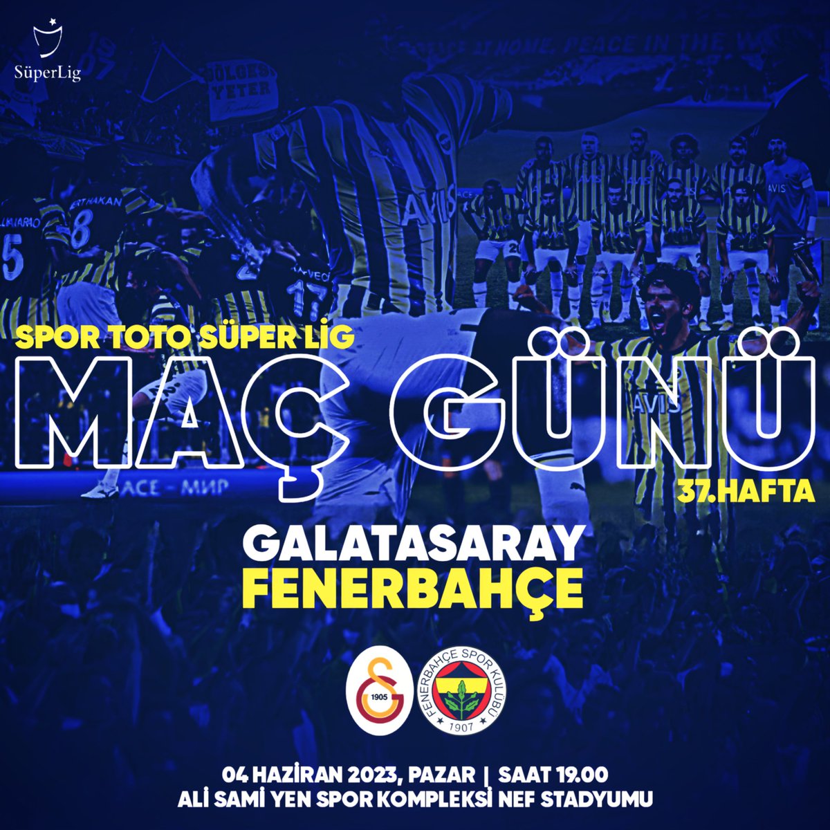 🏆 Spor Toto Süper Lig 37.Hafta
🆚 Galatsaray
📅 04.06.2023 Pazar
⏰ 19.00
🏟 Nef Stadyumu
📺 BeinSports1 #FenerinMaçıVar #GSVFB